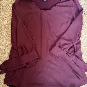 Elegant Burgundy Scalloped Blouse